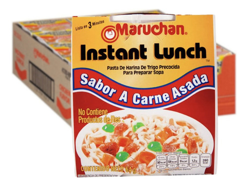 Sopa Instantánea Maruchan Pack X12 Sabor A Carne Asada