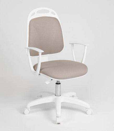 Silla de escritorio Diva ergonómica beige y blanca con tapizado de marathon
