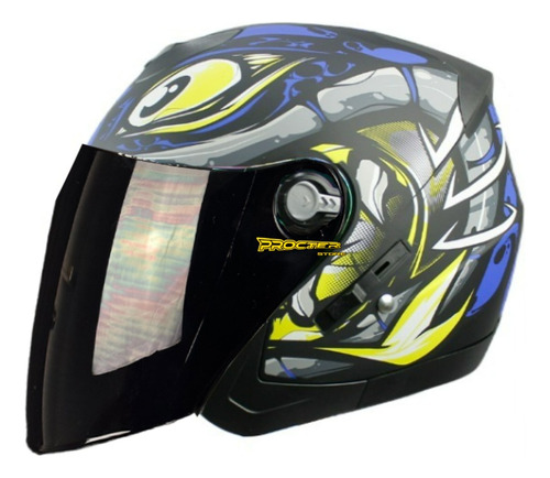 Casco Abierto Tipo Jet Con Gafas Visor Humo