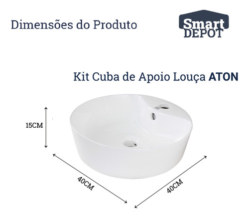Cuba De Apoio Louça Aton C/ Mesa 40x15cm Smart Depot