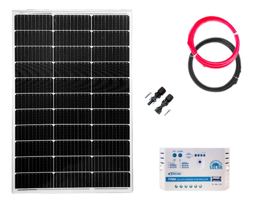Panel Solar 100w 12v Monocristalino Controlador, Cable Y Mc4