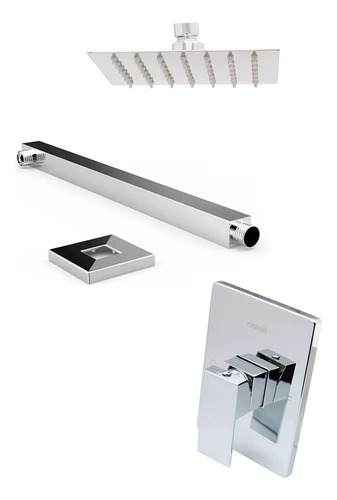 Regadera Cuadrada 15 Cm Brazo Cuadrado Y Monomando Idrop