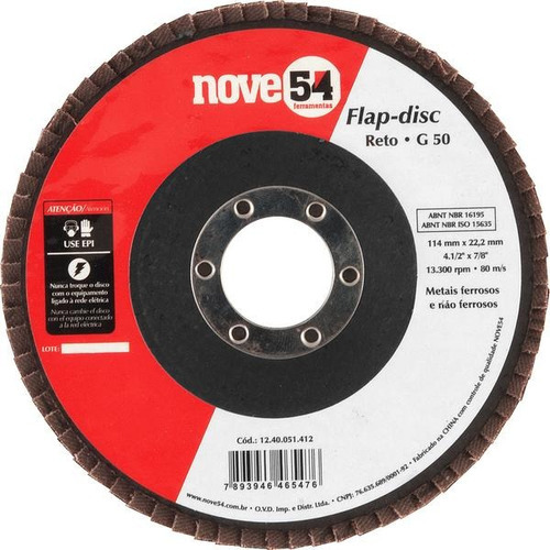 Flap-disc Cônico 4.1/2 G50 Costado Fibra - Nove54