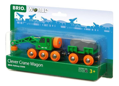 Brio World 33698 Clever Crane Wagon Set De Tren De 4 Piezas