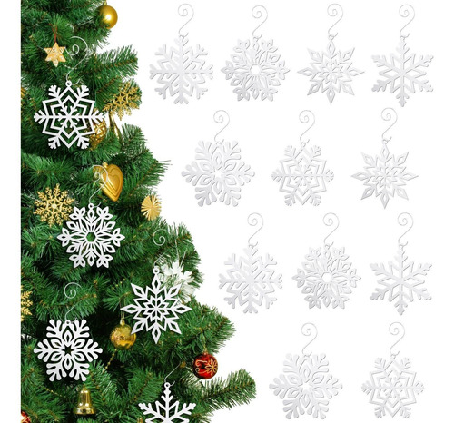 12 Pieza Adorno Copo Nieve Navidad 5  Metal Plateado Para