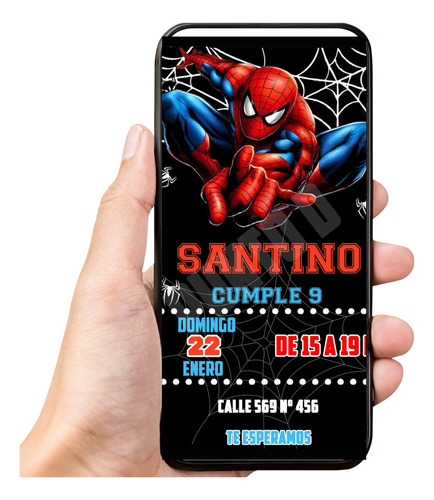 Invitación Digital Tarjeta Spiderman - H Araña Para Whatsapp