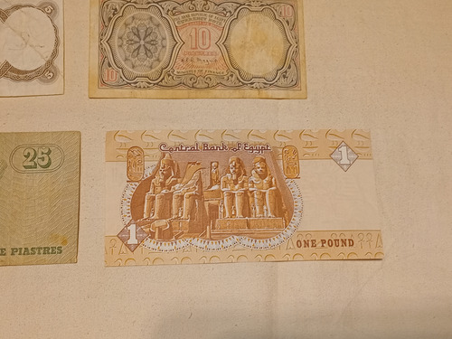 Billetes De Egipto Antiguos One Pound Piastres Son 4