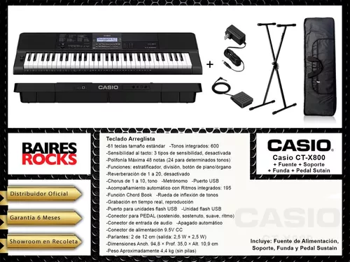 Teclado Casio Organo Ct-x800 Sensitivo + Fuente + Envio - Baires Rocks