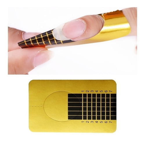 50 Moldes Adhesivos Uñas Acrilicas Y Gel Dorados