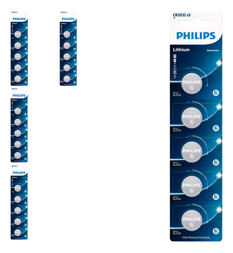 25 Baterias Cr2032 Philips (5  Cart)