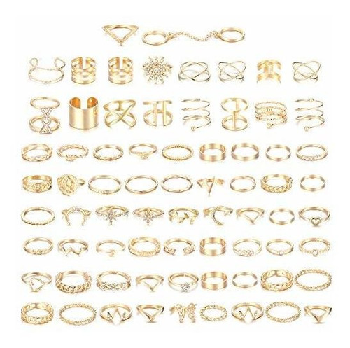 Anillos Bisutería - Joerica 70pcs Knuckle Rings For Women St