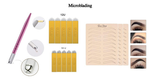 Kit Microblading Tebori Agujas 3 Piel Sintetica Tattoo Cejas