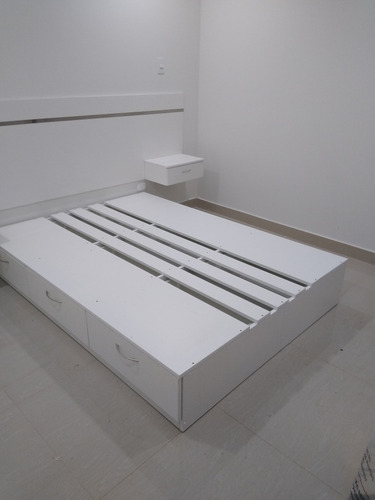 Cama En Melamina Hm. De 2 Plz. Y 6 Cajones Con Cabecera.