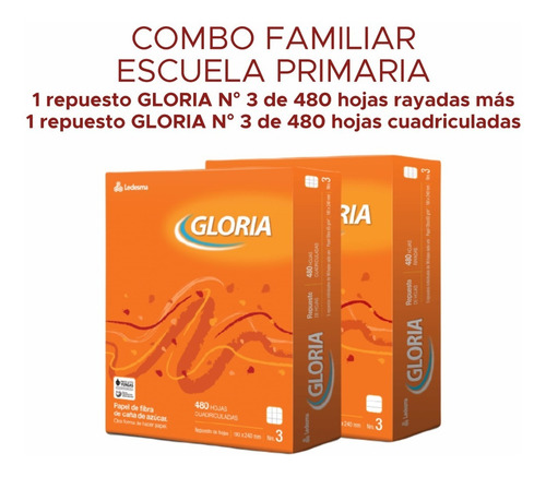 Combo Familiar 2 Repuesto N°3 480 Hojas Rayado Cuadriculado