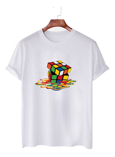 Imagen 1 de 6 de Remera Cubo Rubik Hombre Mujer Niños Modal Premium Blanca 