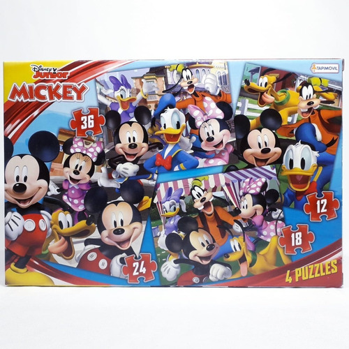 Rompecabezas Infantil Mickey Puzzle 4 En 1 Tapimovil