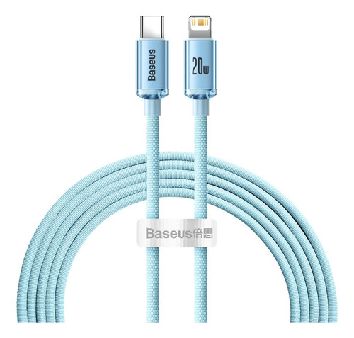 Cable Crystal Tipo-c A Lightning Ip 20w 2mts Sky Blue Baseus