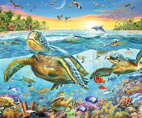 Rompecabezas Nadando Con Tortugas 100 Piezas Xxl
