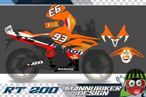 Rt 200 Italika Modelos Nuevos Vinil Wrap Stickers Calcas 