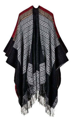 Poncho Cloak Vintage, Largo Y Cálido, De Cachemir, Con Borla