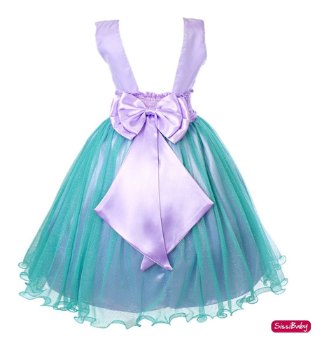 Vestido Infantil Ariel Pequena Sereia Princesa Festa Luxo 4