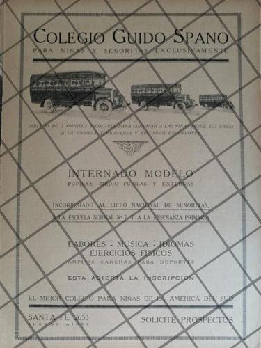 Afiche Antiguo  Colegio Guido Spano 1926 Argentina