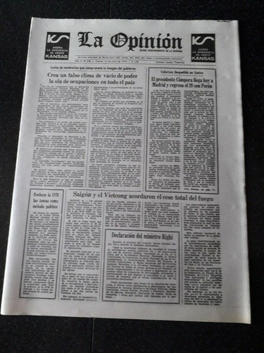 Diario La Opinión 15 6 1973 Campora Perón Ucr Gelbard Righi