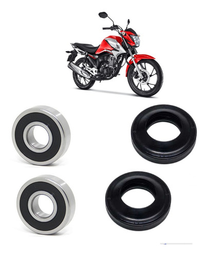 Rolamento Roda Dianteira Honda Cg 2013 Até 2022 Disco Kit