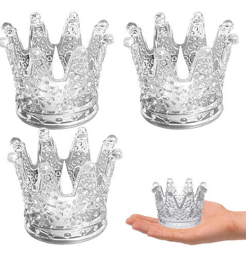 Lámpara Led Con Forma De Corona De Cristal Sin Llama, 3 Piez