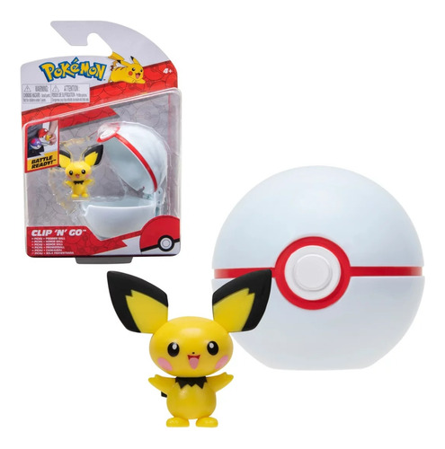 Pokebola Con Figura Pokemon  Pichu & Premier Ball