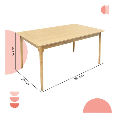Mesa De Comedor 150x90 Madeira Chapa Roble