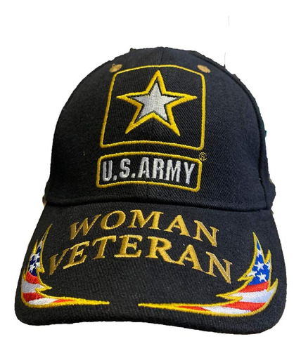 Findingking U.s. Army Mujer Veteran Hat Negro