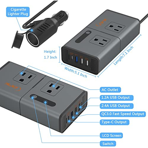 Inversor De Corriente Automóvil Bmk 200w Nuevo Adaptad...