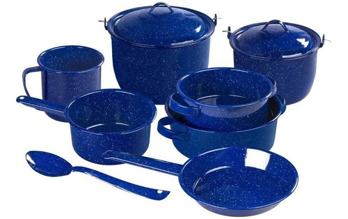 Batería De Cocina 10 Pz Peltre Azul Nevado Tres Cinsa 322086