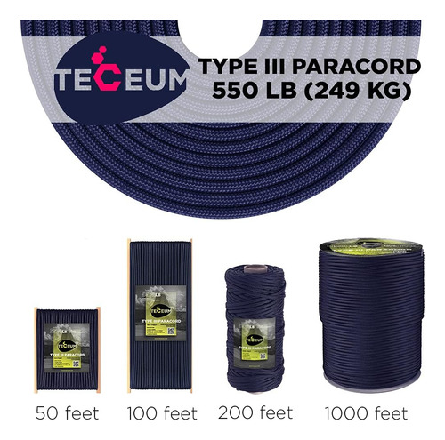 Cuerda Teceum - Cordón Táctico Paracaídas - 45 Colores