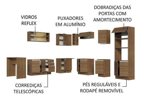 Madesa Gabinete Cocina Esquinero 504cm Glamy Color Marrón