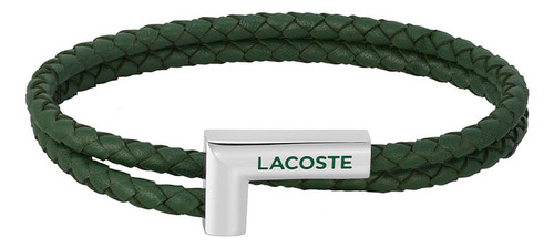 Pulsera Lacoste Swarm De Cuero Plateado 2040151s