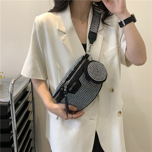 Riñonera De Cintura Con Diamantes De Imitación Para Mujer, B