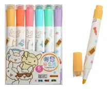 Comprar Kit Marca Texto Com Carimbo Fofo 6 Cores Papelaria Kawaii 