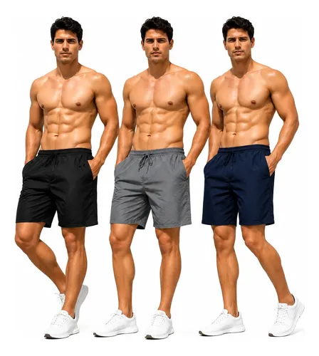 MLB 3634737193 Kit 3 Bermudas Masculina Tactel Lisa JM