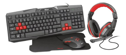 Kit 4 En 1 Trust Ziva Teclado Mouse Audifono Y Mousepad