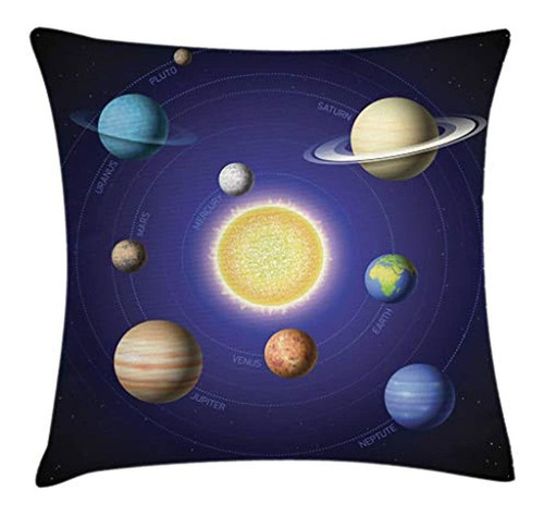 Ambesonne Space Throw Pillow Cojín, Ilustración Del Sistema 