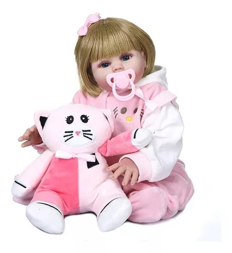 Boneca Bebe Reborn Original Loira Membros Silicone 