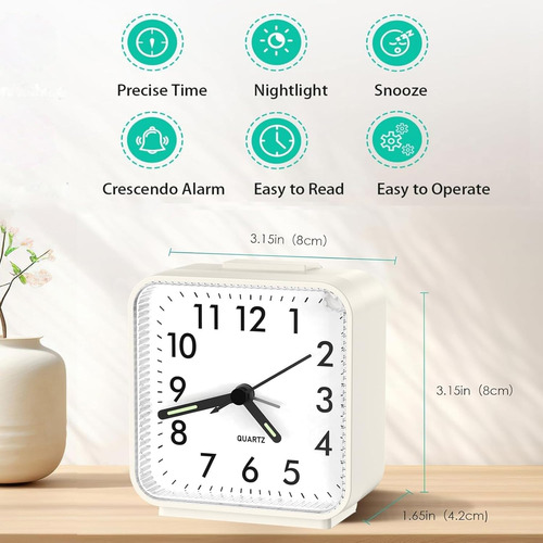 Reloj Despertador Analógico Con Alarma Y Luz Nocturna