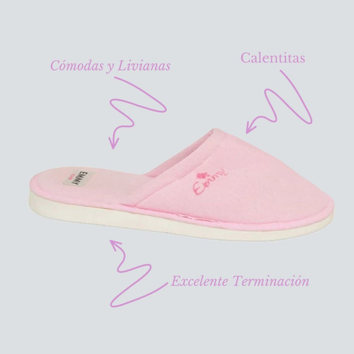 Imagen 2 de 6 de Pantuflas Mujer Invierno Cerradas Dama Emmy Algodón 652