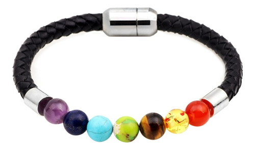 Pulsera Piedras Ojo De Tigre Chakras Lava Volcanica Hombre