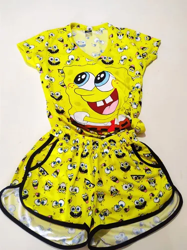 Conjunto Moda Ver o Piscina Bob Esponja Tecido Seca R pido