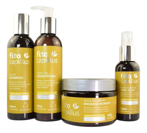 Kit Fito Capillus Oliveshampoo, Cond, Másc, Tônico Grandha
