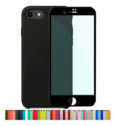 Funda compatible con modelos de iPhone + película 3D, color negro, modelo iPhone 7/8 y Se