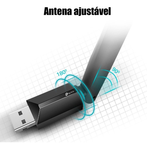 Imagem 3 de 6 de Adaptador Rede Wi-fi Tp-link Archer T2u Plus Dual Band